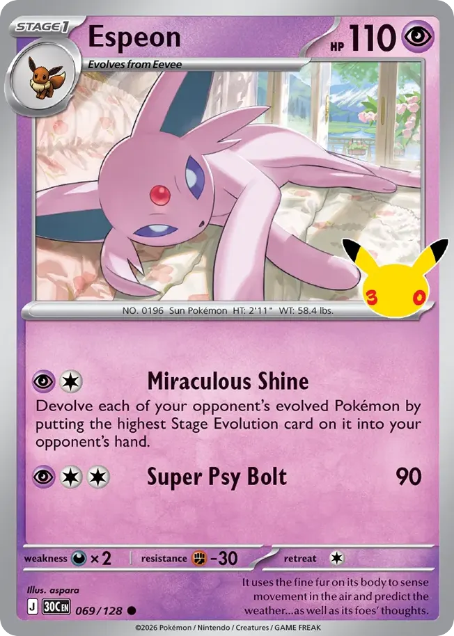 Espeon — 30th Celebration 69 Pokémon card