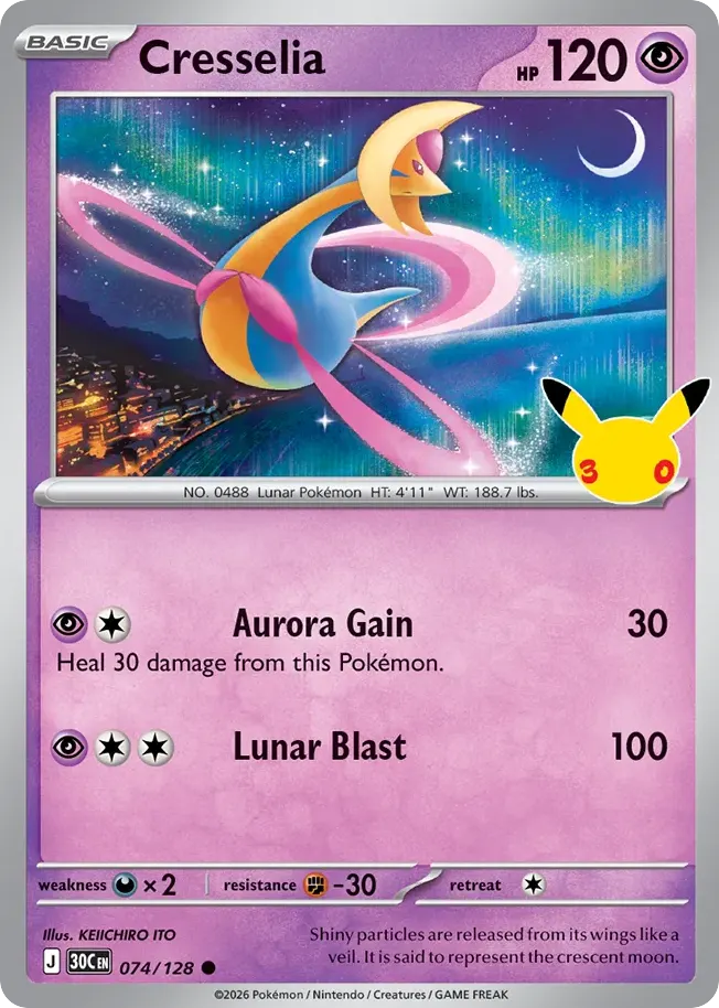 Cresselia — 30th Celebration 74 Pokémon card