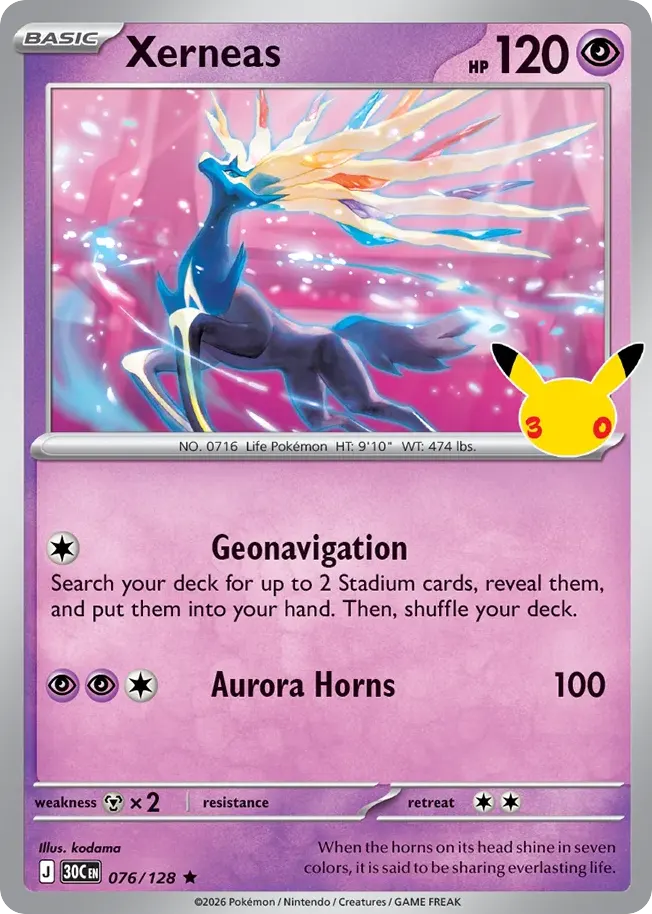 Xerneas — 30th Celebration 76 Pokémon card