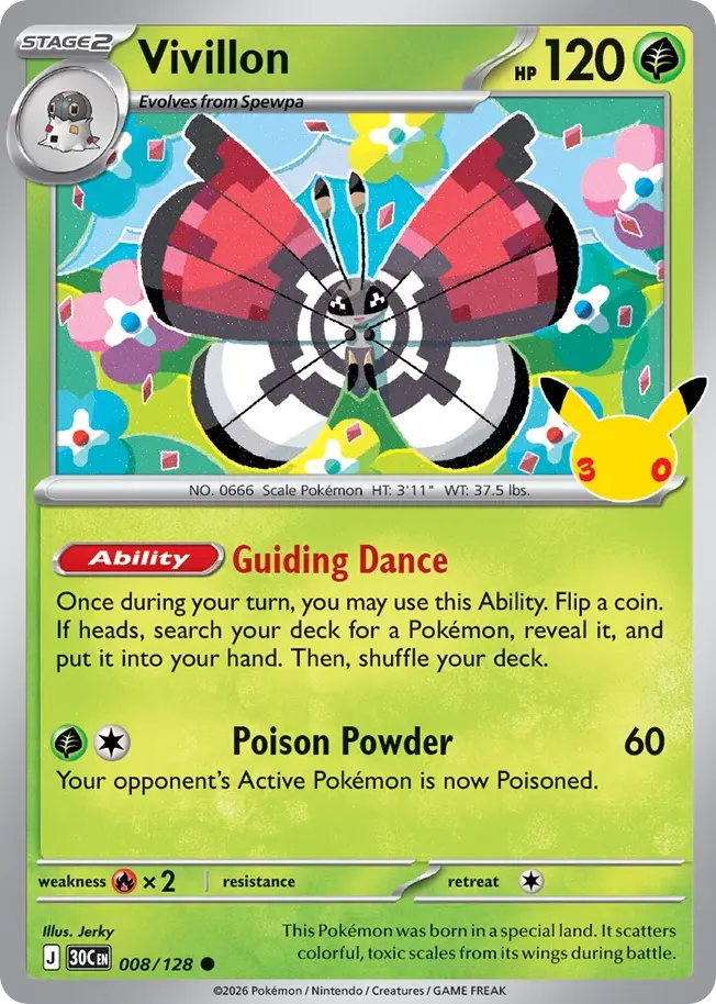 Vivillon — 30th Celebration 8 Pokémon card