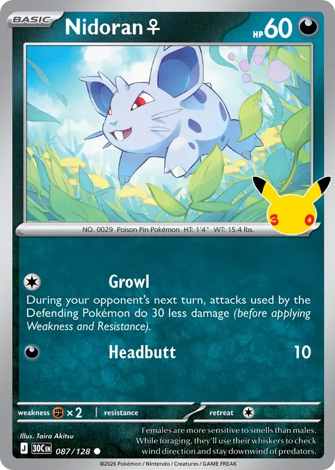 Nidoran ♀ — 30th Celebration 87 Pokémon card