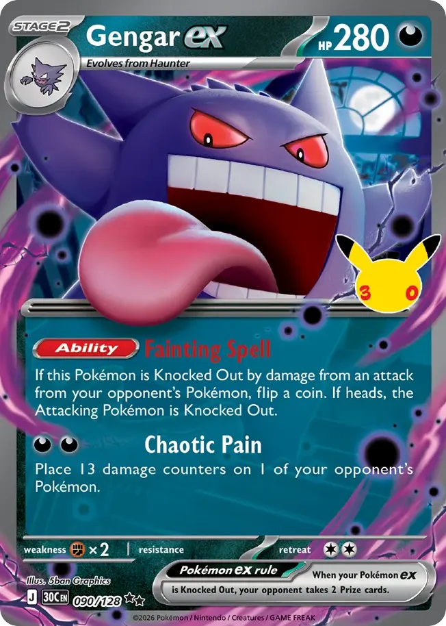 Gengar ex — 30th Celebration 90 Pokémon card