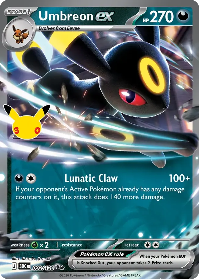 Umbreon ex — 30th Celebration 92 Pokémon card