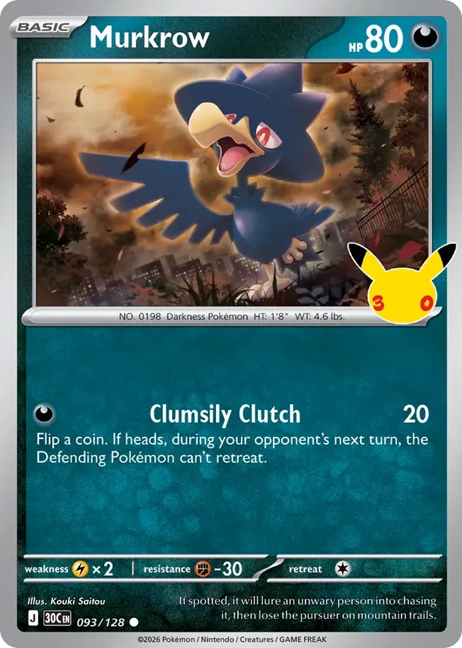Murkrow — 30th Celebration 93 Pokémon card