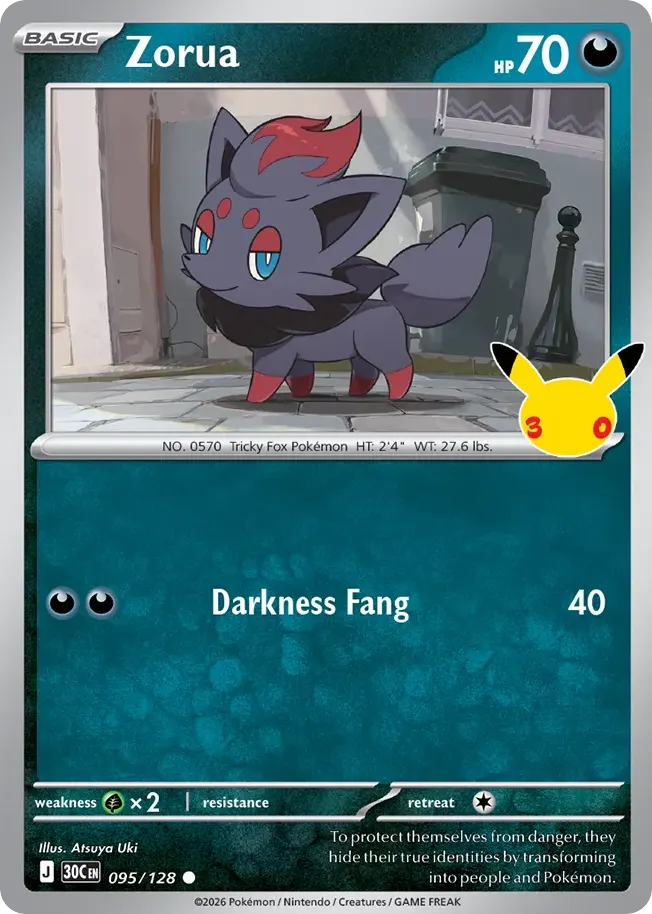 Zorua — 30th Celebration 95 Pokémon card