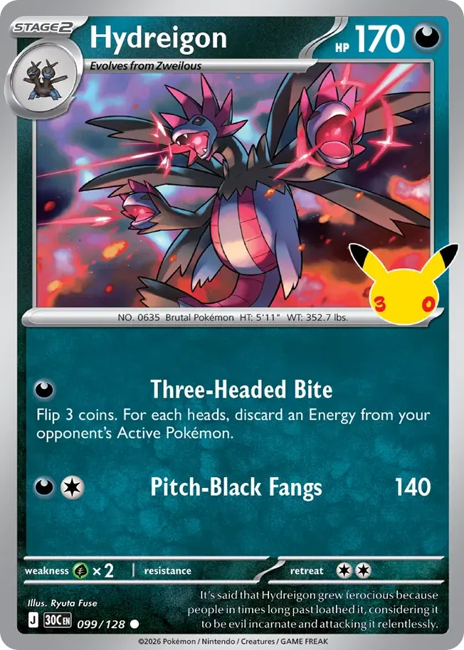 Hydreigon — 30th Celebration 99 Pokémon card