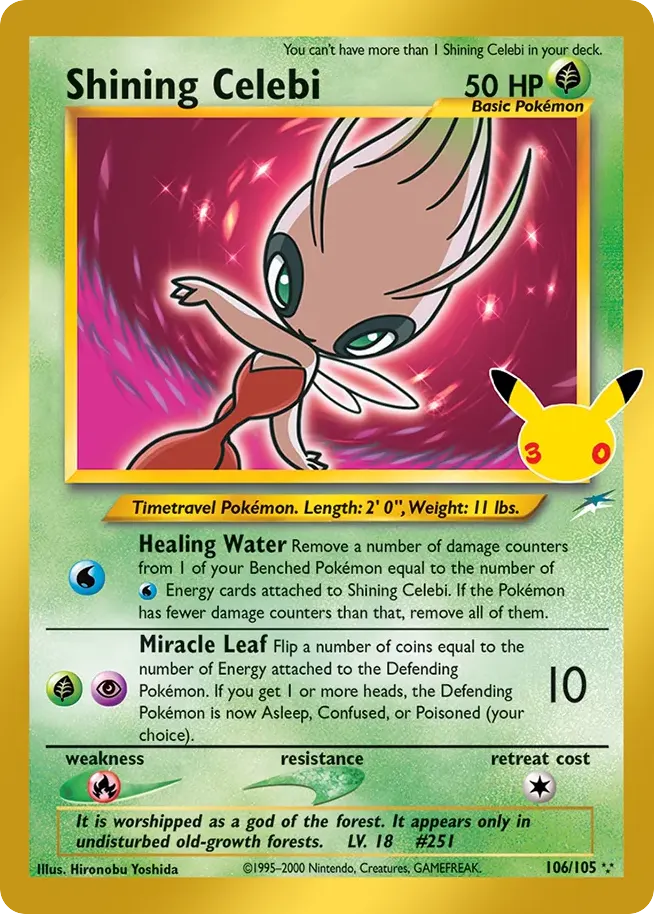 Shining Celebi — 30th Celebration: Classic Collection 106 Pokémon card