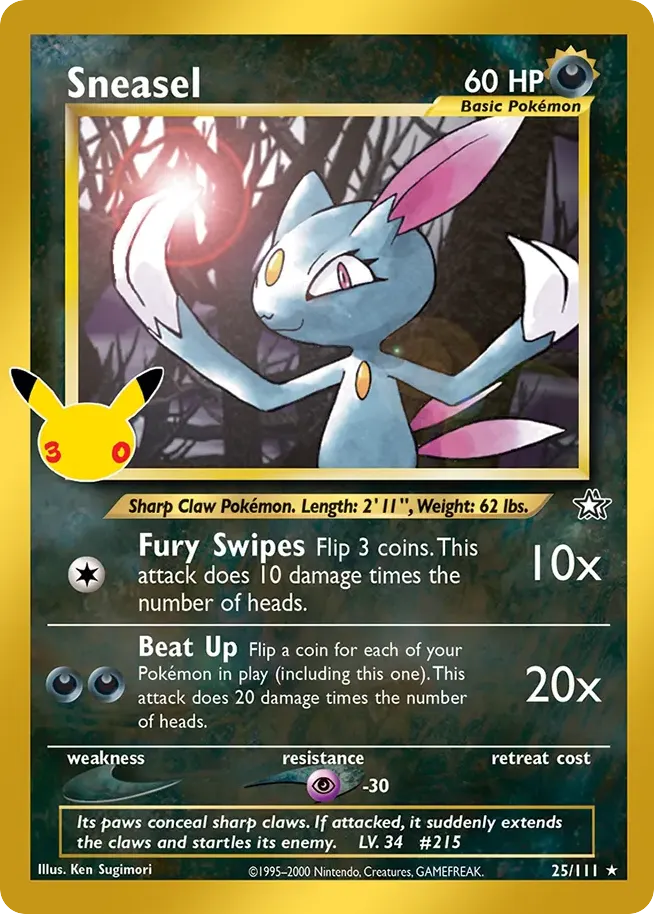 Sneasel — 30th Celebration: Classic Collection 25 Pokémon card