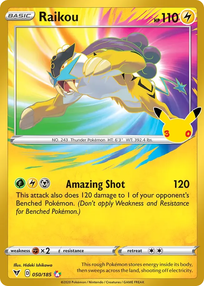 Raikou — 30th Celebration: Classic Collection 50 Pokémon card