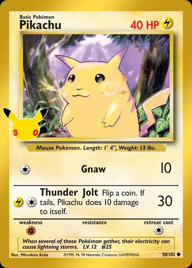 Pikachu — 30th Celebration: Classic Collection 58 Pokémon card