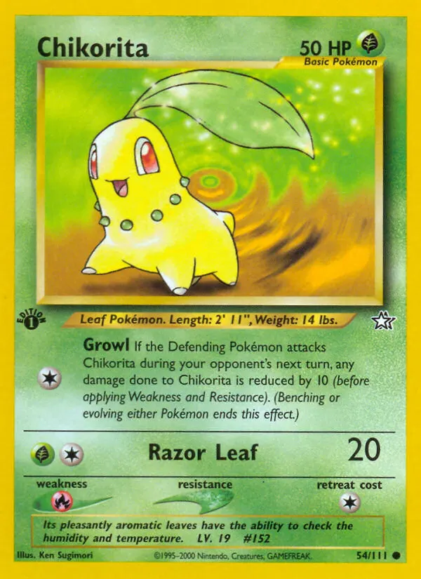 Chikorita — Neo Genesis 54 Pokémon card