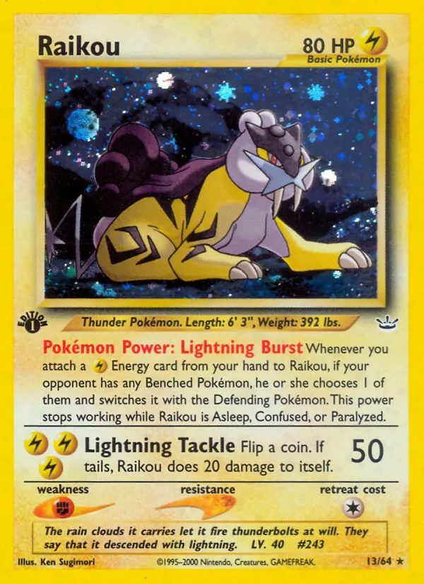 Raikou — Neo Revelation 13 Pokémon card