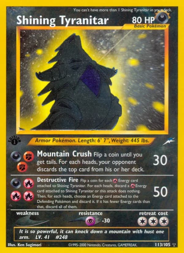 Shining Tyranitar — Neo Destiny 113 Pokémon card
