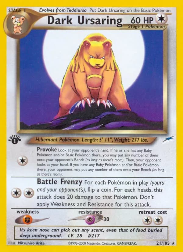 Dark Ursaring — Neo Destiny 21 Pokémon card