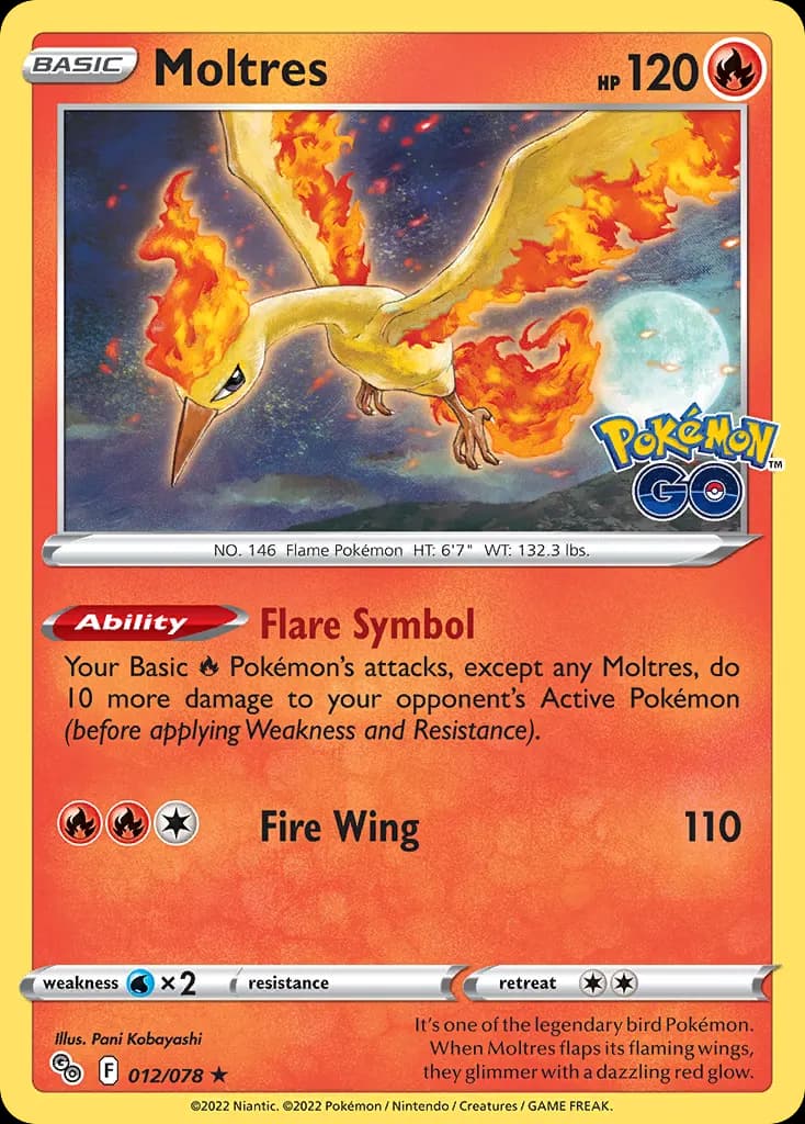 Moltres — Pokémon GO 12 Pokémon card