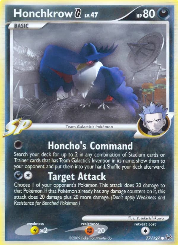 Honchkrow G — Platinum 77 Pokémon card