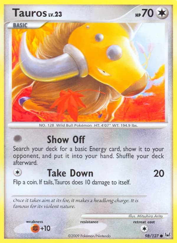 Tauros — Platinum 98 Pokémon card