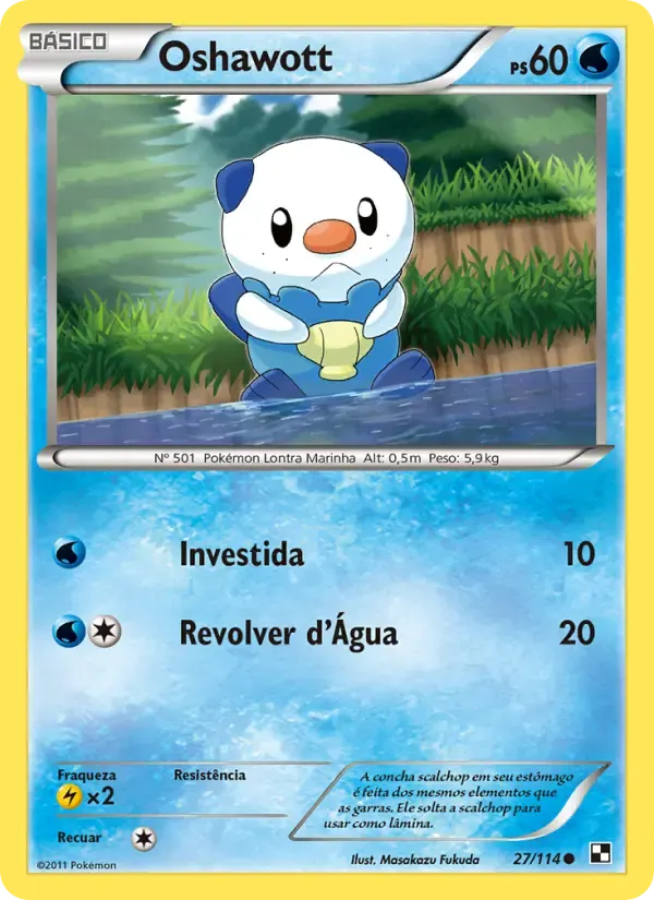Oshawott — Black & White 27 Portuguese Pokémon card