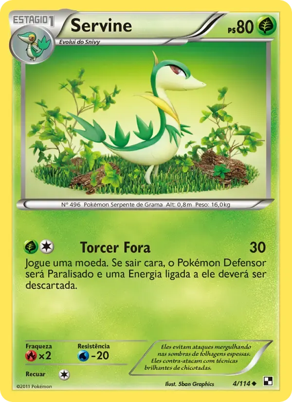 Servine — Black & White 4 Portuguese Pokémon card