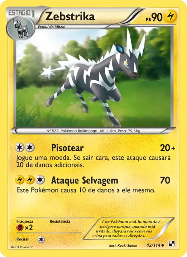 Zebstrika — Black & White 42 Portuguese Pokémon card