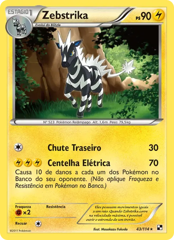 Zebstrika — Black & White 43 Portuguese Pokémon card