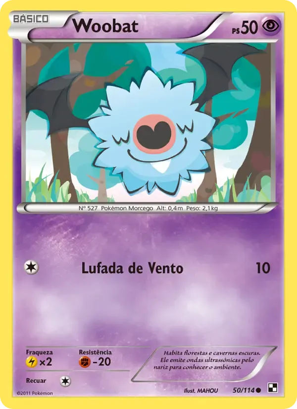 Woobat — Black & White 50 Portuguese Pokémon card