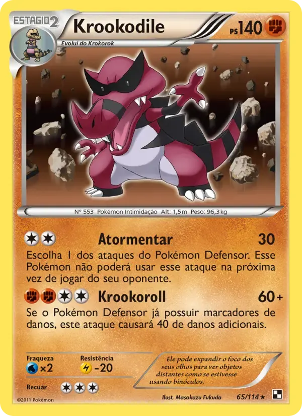 Krookodile — Black & White 65 Portuguese Pokémon card