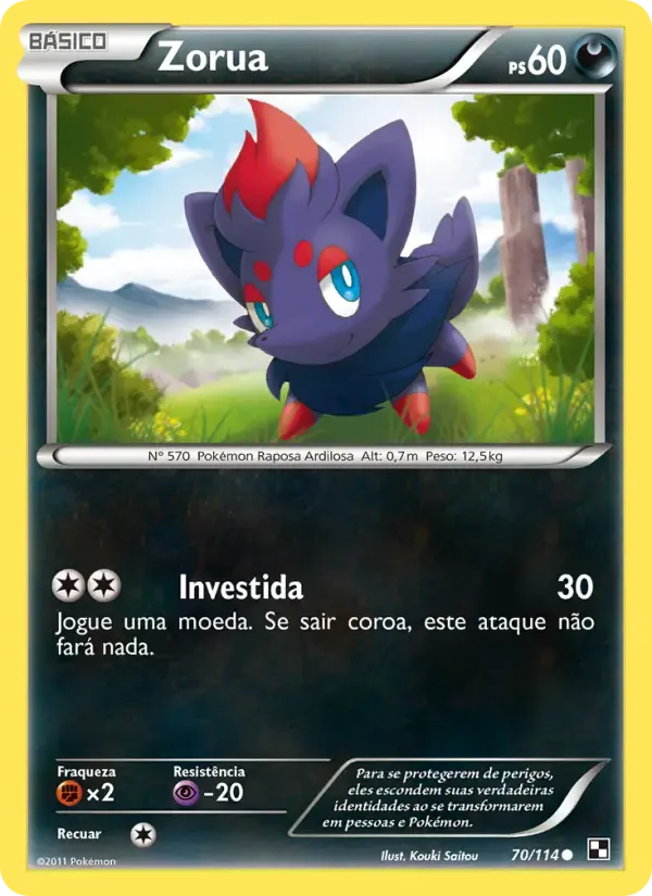 Zorua — Black & White 70 Portuguese Pokémon card