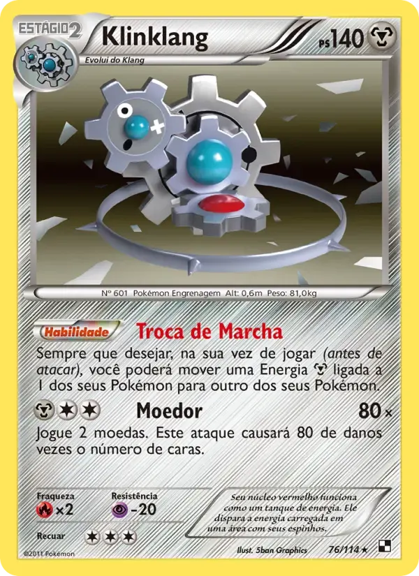 Klinklang — Black & White 76 Portuguese Pokémon card