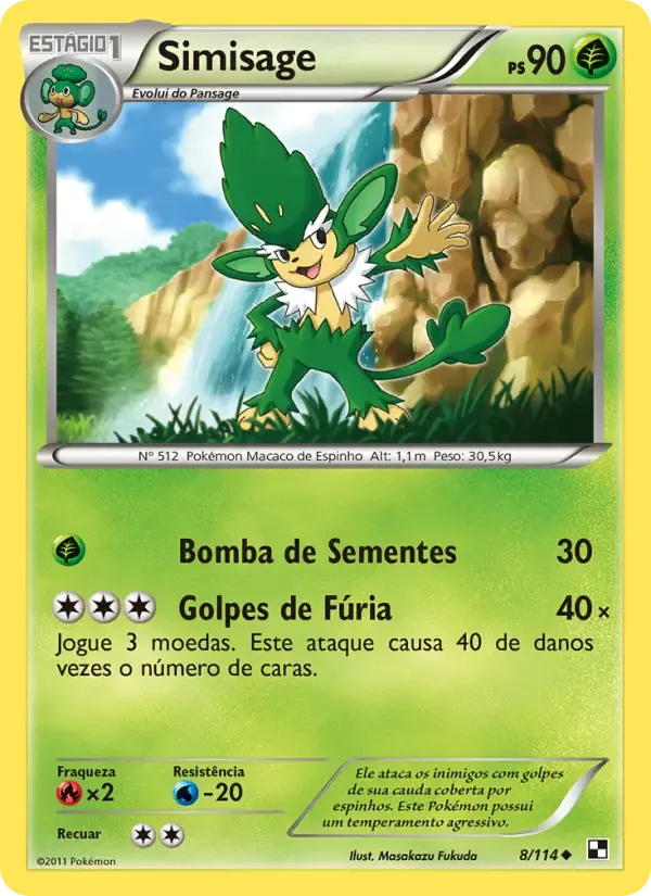 Simisage — Black & White 8 Portuguese Pokémon card