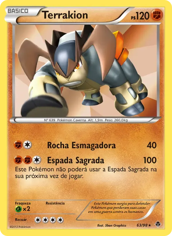 Terrakion — Poderes Emergentes 63 Portuguese Pokémon card