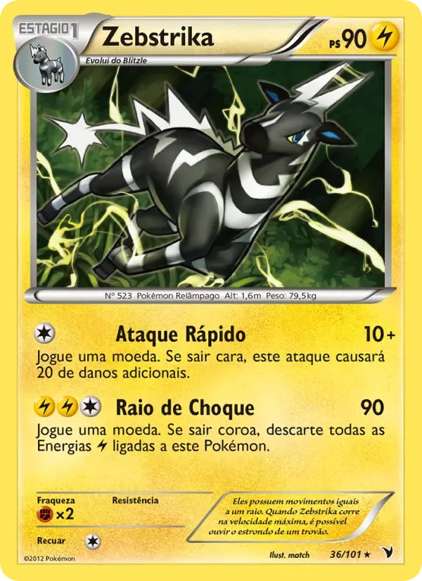 Zebstrika — Vitórias Nobres 36 Portuguese Pokémon card