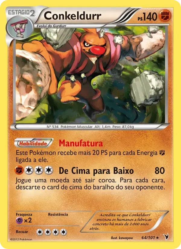 Conkeldurr — Vitórias Nobres 64 Portuguese Pokémon card