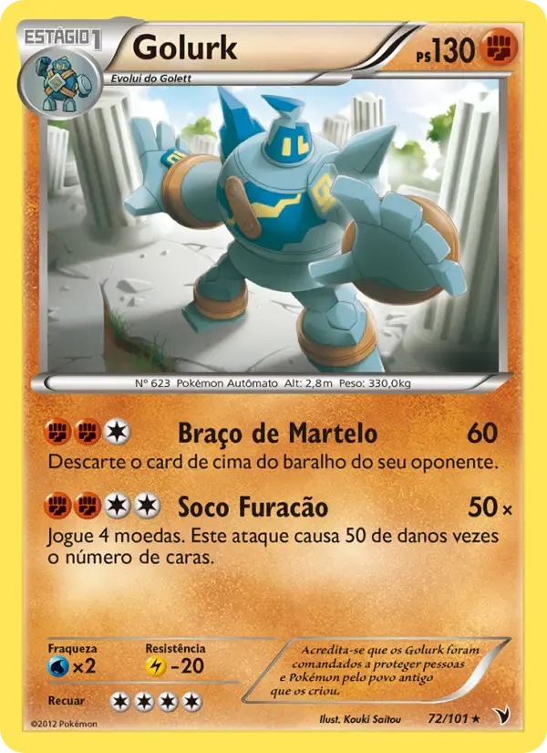 Golurk — Vitórias Nobres 72 Portuguese Pokémon card