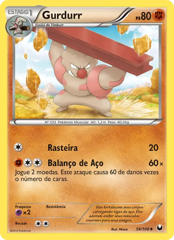 Gurdurr — Exploradores da Escuridão 59 Portuguese Pokémon card