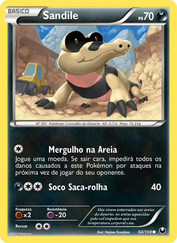 Sandile — Exploradores da Escuridão 64 Portuguese Pokémon card