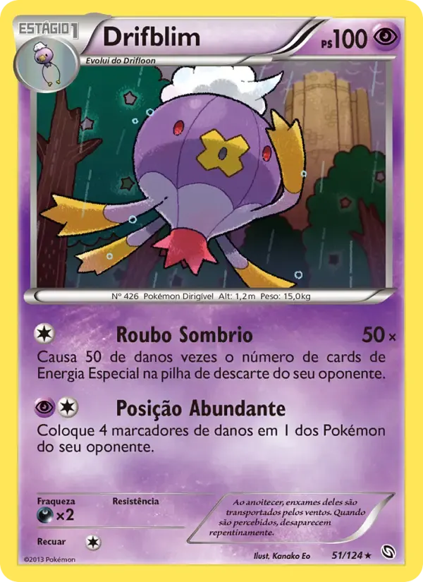 Drifblim — Dragões Enaltecidos 51 Portuguese Pokémon card