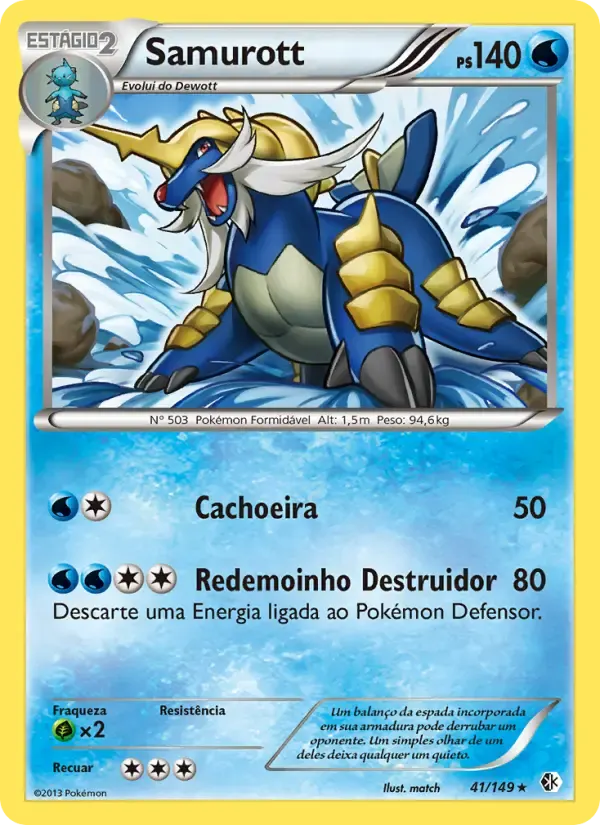 Samurott — Fronteiras Cruzadas 41 Portuguese Pokémon card