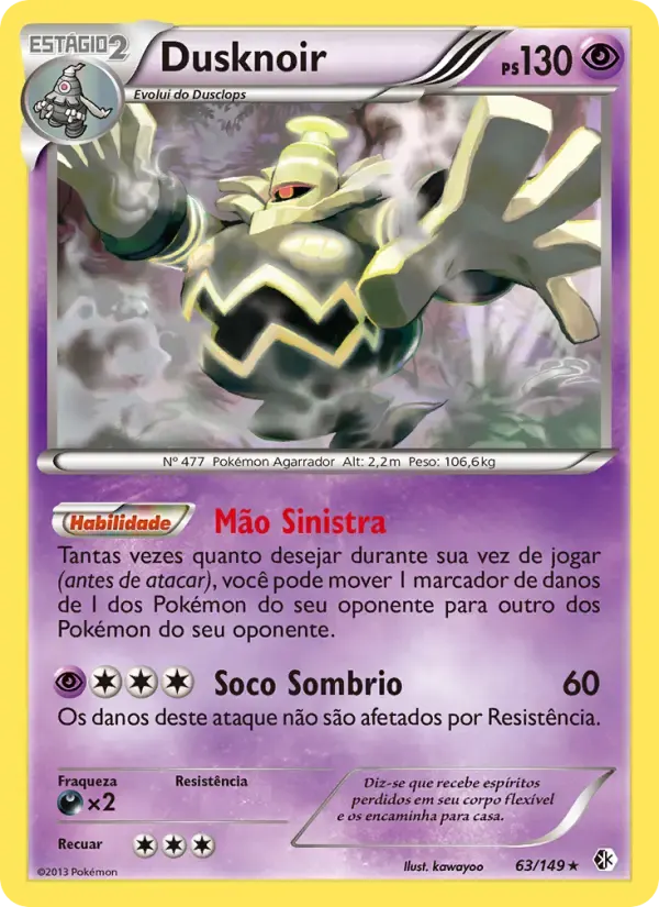 Dusknoir — Fronteiras Cruzadas 63 Portuguese Pokémon card