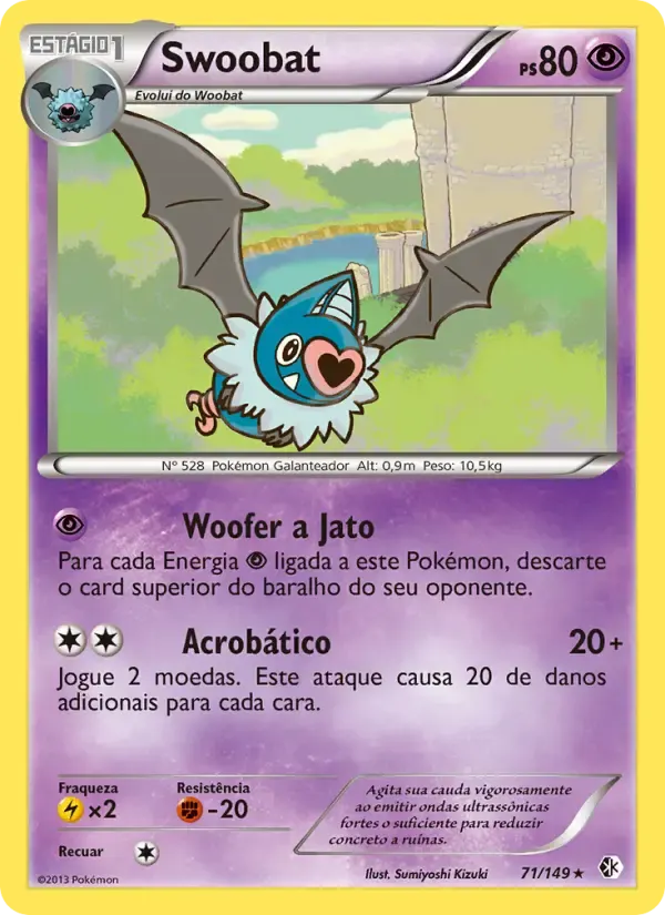 Swoobat — Fronteiras Cruzadas 71 Portuguese Pokémon card