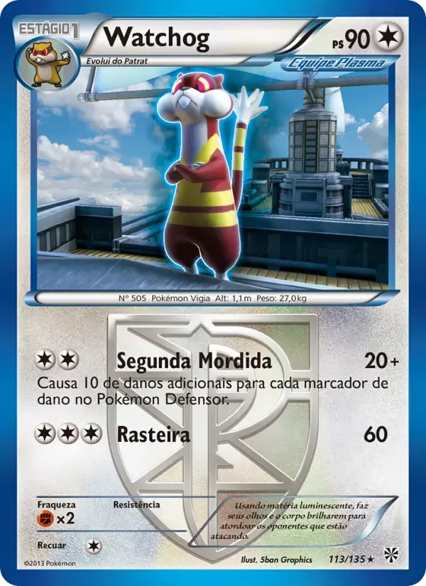 Watchog — Tempestade de Plasma 113 Portuguese Pokémon card