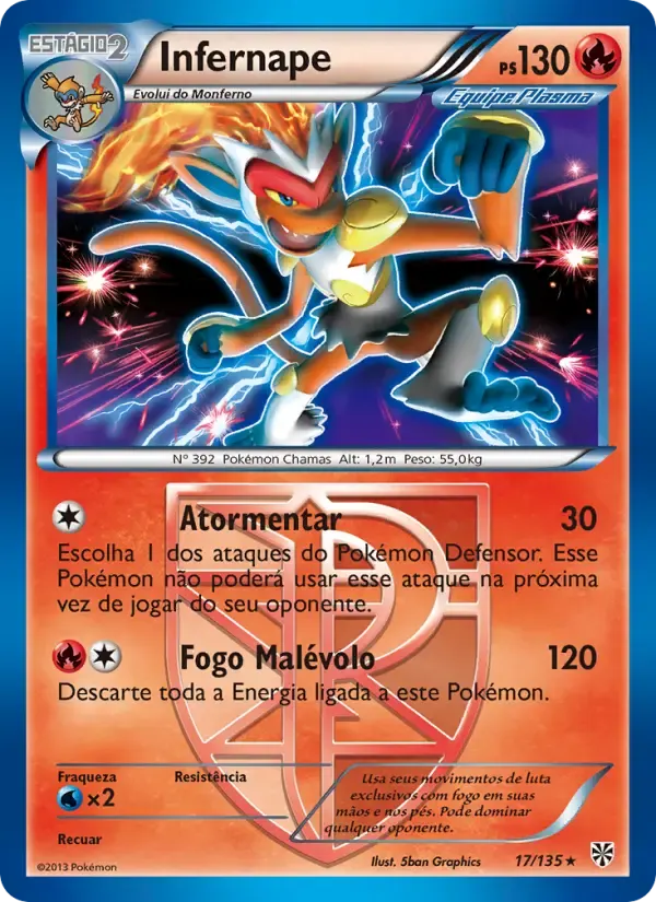 Infernape — Tempestade de Plasma 17 Portuguese Pokémon card