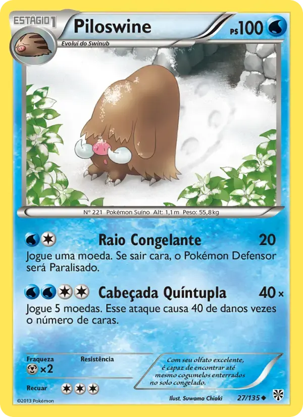 Piloswine — Tempestade de Plasma 27 Portuguese Pokémon card
