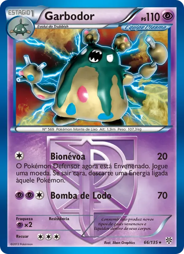 Garbodor — Tempestade de Plasma 66 Portuguese Pokémon card