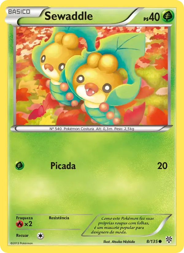 Sewaddle — Tempestade de Plasma 8 Portuguese Pokémon card