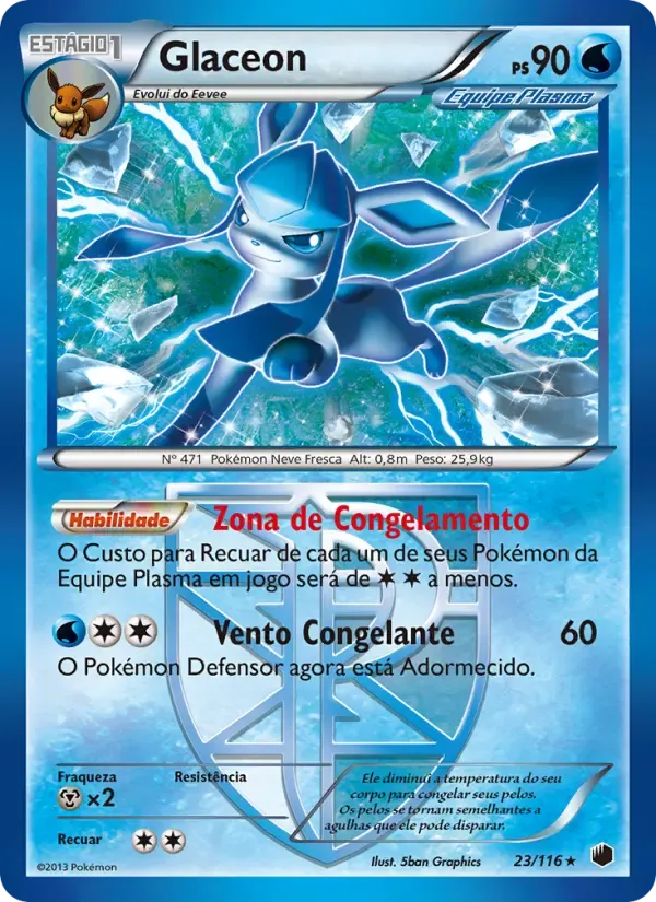 Glaceon — Congelamento de Plasma 23 Portuguese Pokémon card