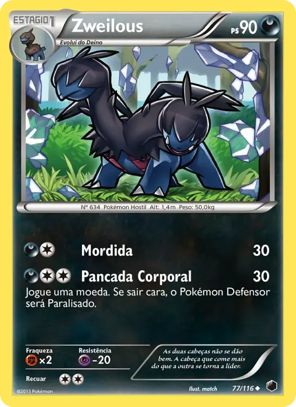 Zweilous — Congelamento de Plasma 77 Portuguese Pokémon card