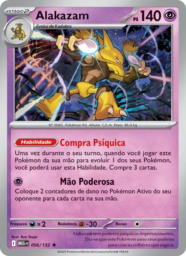 Alakazam — Megaevolução 56 Portuguese Pokémon card