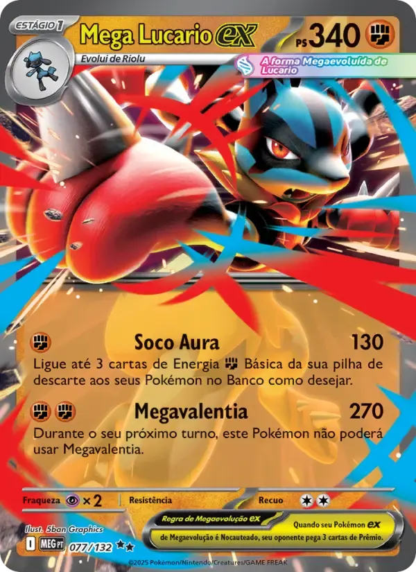 Mega Lucario ex — Megaevolução 77 Portuguese Pokémon card