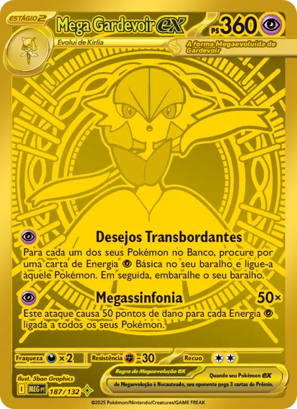Mega Gardevoir ex — Megaevolução 187 Portuguese Pokémon card